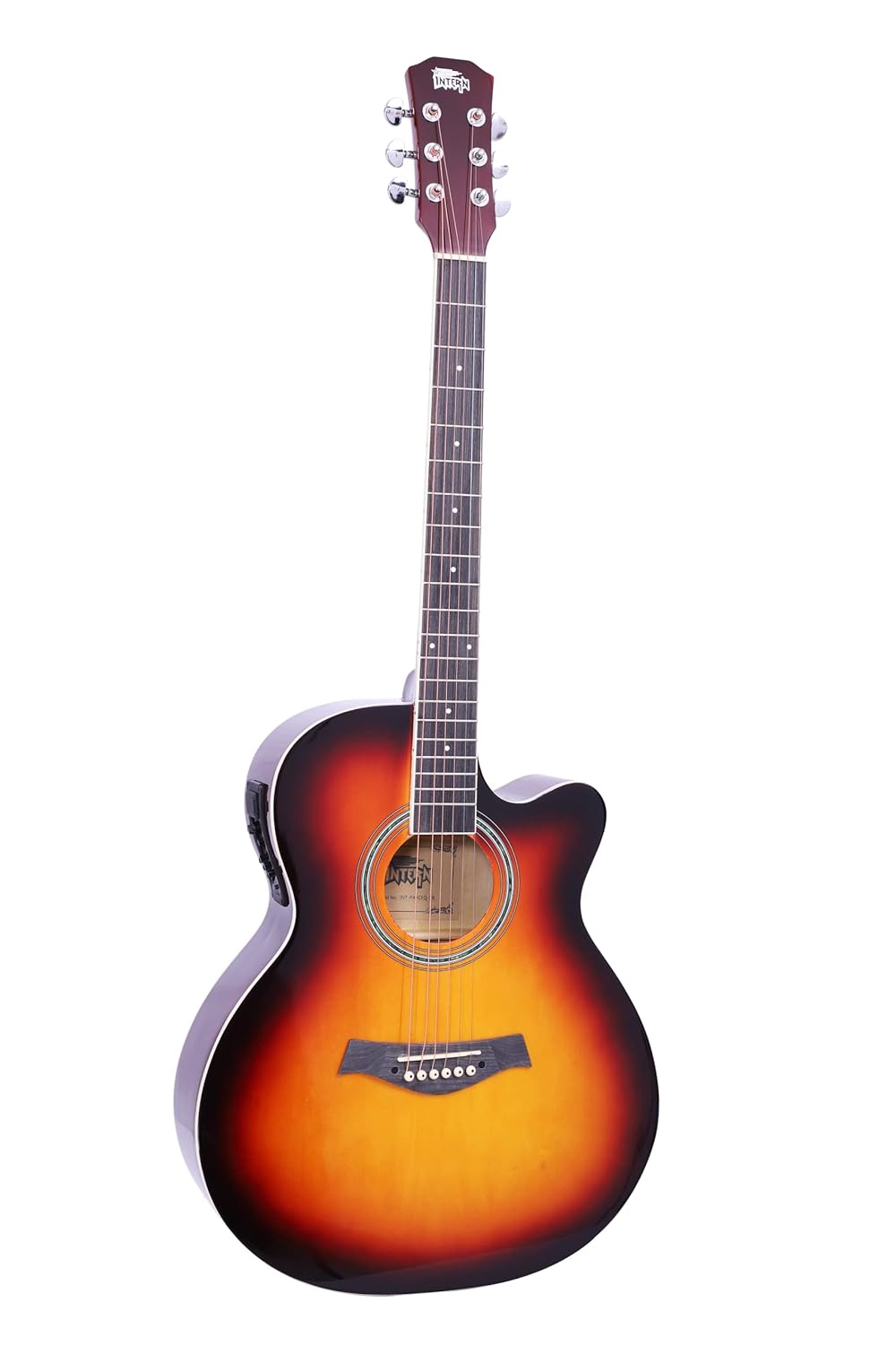 INTERN 40 inches Acoustic Guitar with Pick-up & truss rod, carry bag, strings pack, strap & picks. Premium Wooden durable built, Best tonal stability with professional sound amplificaiton. (Sunburst).