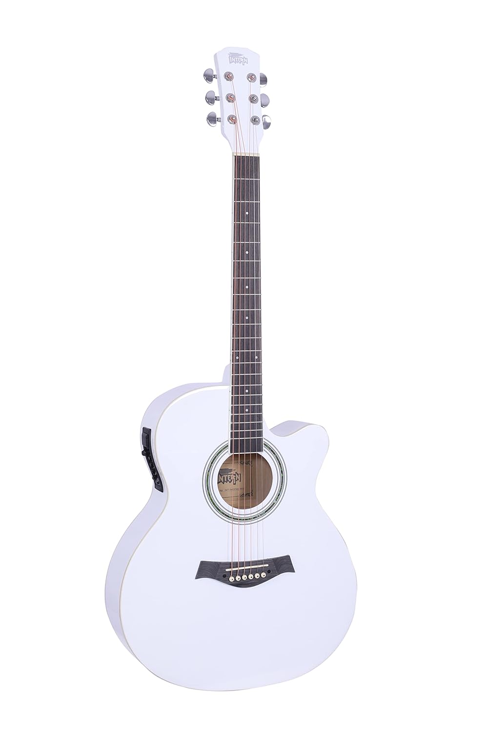 INTERN 40 inches Acoustic Guitar with Pick-up & truss rod, carry bag, strings pack, strap & picks. Premium Wooden durable built, Best tonal stability with professional sound amplificaiton. (White).