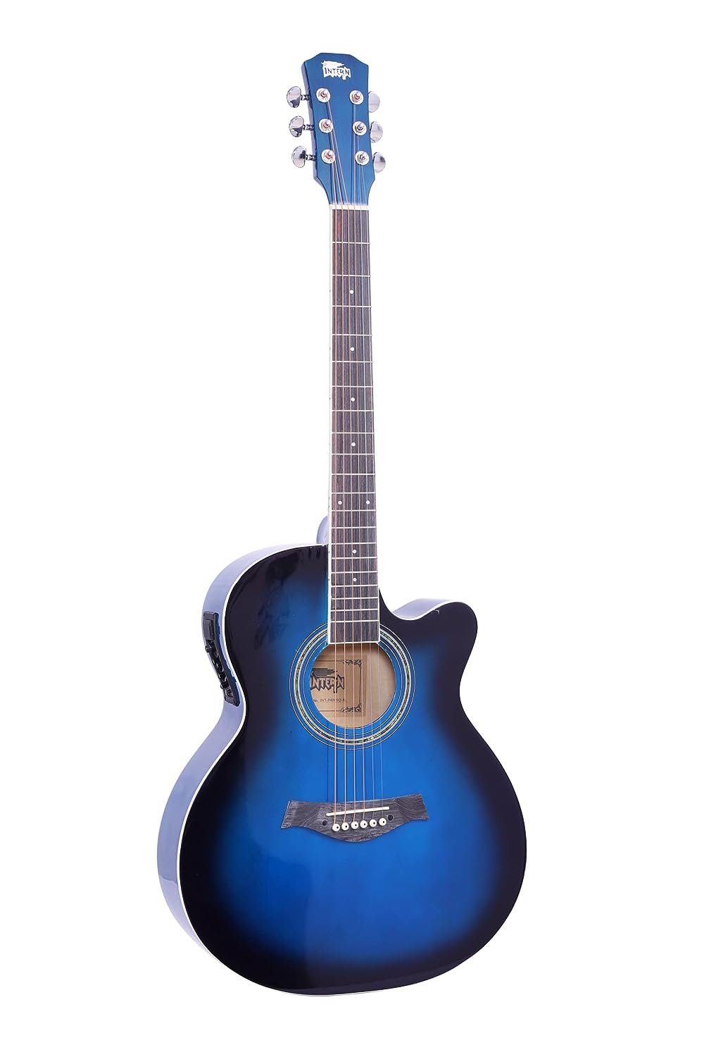 INTERN 40 inches Acoustic Guitar with Pick-up & truss rod, carry bag, strings pack, strap & picks. Premium Wooden durable built, Best tonal stability with professional sound amplificaiton. (Blue).…