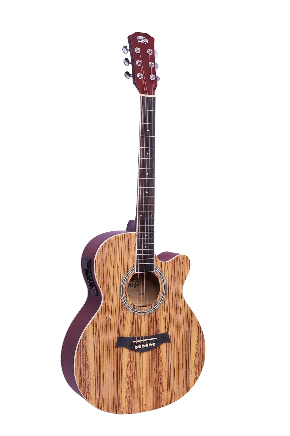 INTERN 40 inches Acoustic Guitar with Pick-up & truss rod, carry bag, strings pack, strap & picks. Premium Wooden durable built, Best tonal stability with professional sound amplificaiton. (ASH).