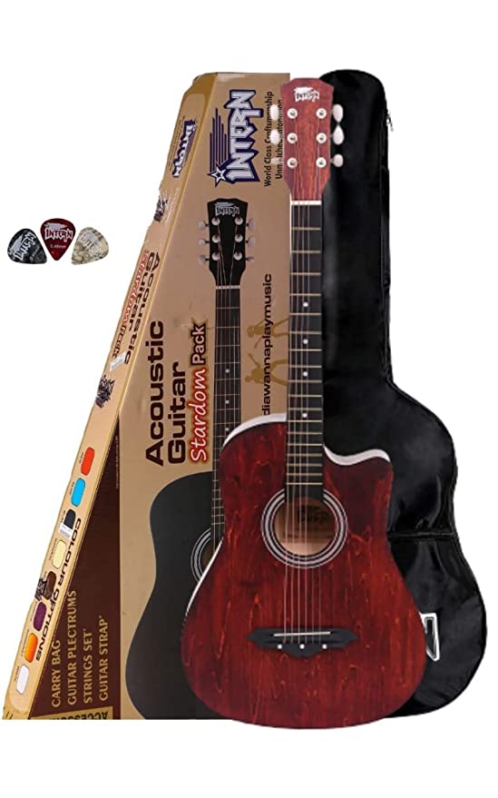 Intern INT-38C Brown Acoustic Guitar kit with carry bag & picks