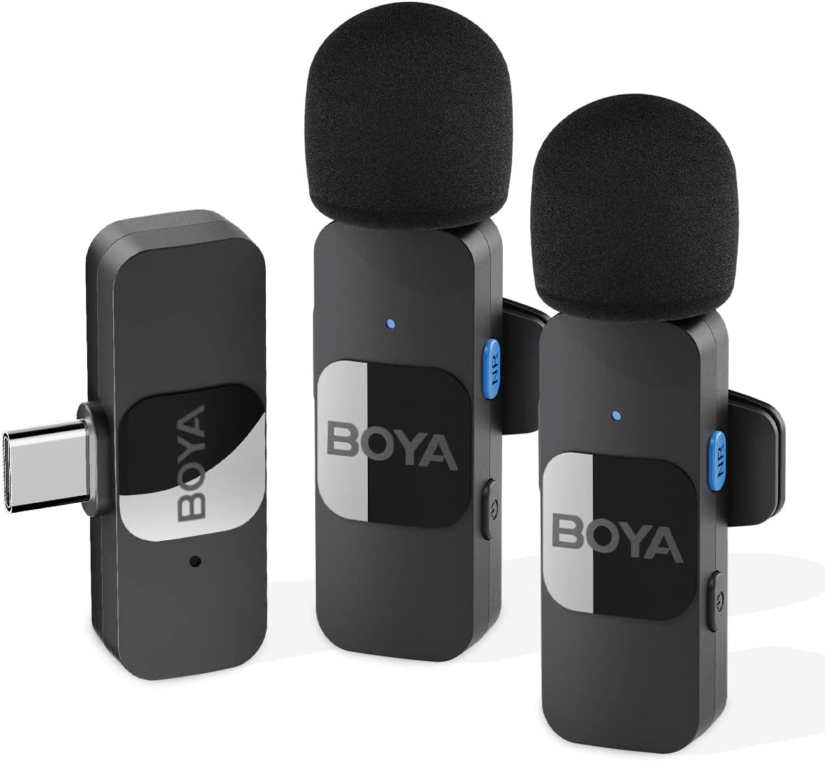 BOYA BY-V20 USB-C Wireless Microphone,Mini Lapel Mic with NoiseCancelling Compatibale with Android/Type-C Smartphone Laptop for YouTube Speaking Podcast Facebook Vlogging Video Recording