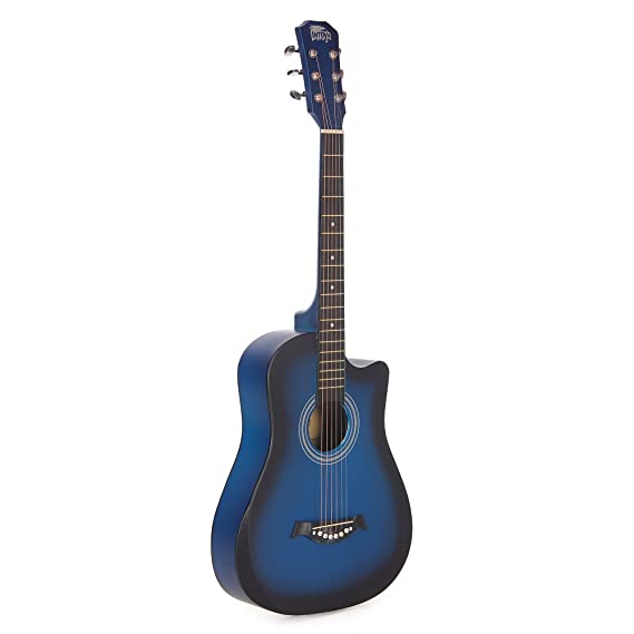INTERN Cutaway Design Acoustic Guitar Pack -Humidity Proof body, Bend resistance, Durable Action, Natural tone & bright resonance. Blue Carbon Fibre/Fiber Guitar with Bag, Strap, Strings set, Picks(INT-CF01-BL)