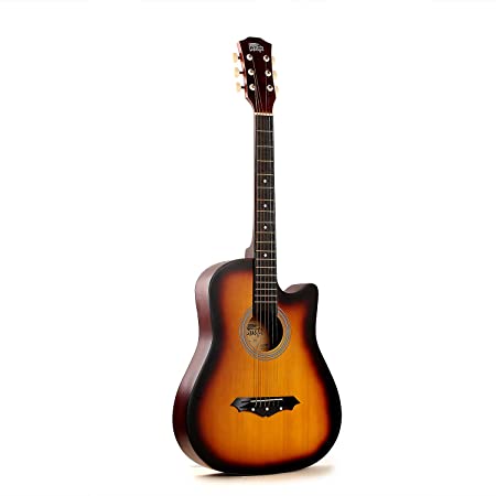 Intern INT-38C Acoustic Guitar Kit (Sunburst) with Carry bag, Picks, Strings set and Guitar Strap, Small