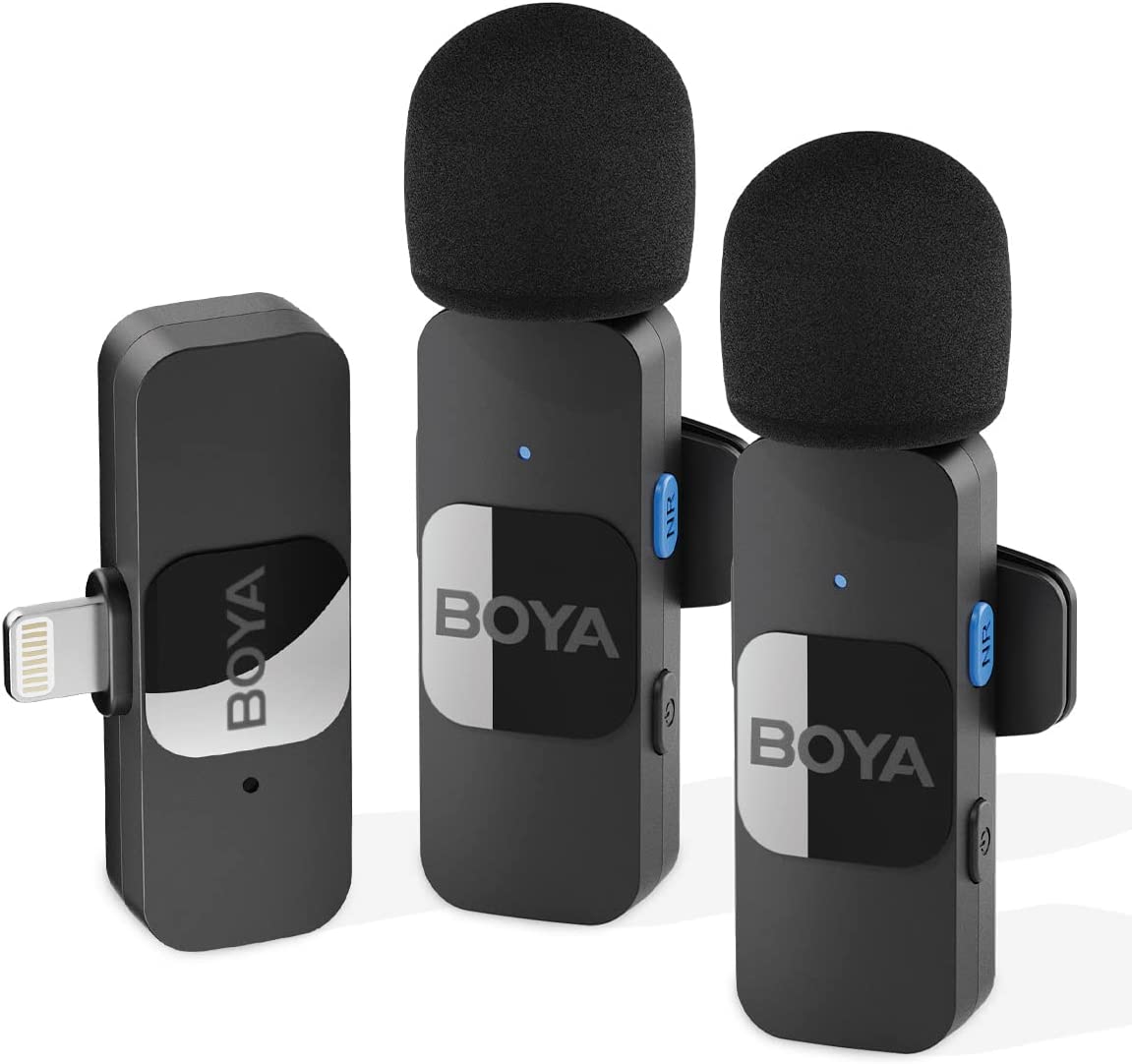 BOYA by-V2 Wireless Microphone for iPhone,2.4GHz Plug Play Mnini Clip-on Mic for iPhone 14/14 Pro/13/13 Pro/12 iPad iOS Devices Vlogging YouTube Video Recording Podcast Interview