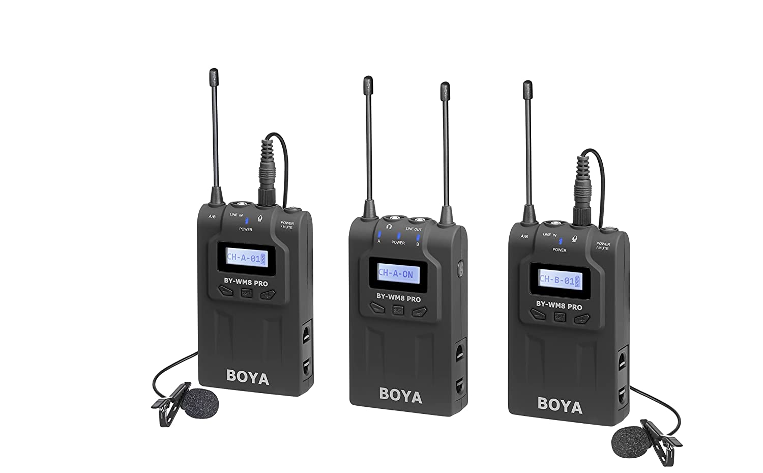 Boya by-WM8 Pro-K2 UHF Omnidirectional Dual-Channel Wireless Microphone System with One Receiver and Two Transmitter (Gray)