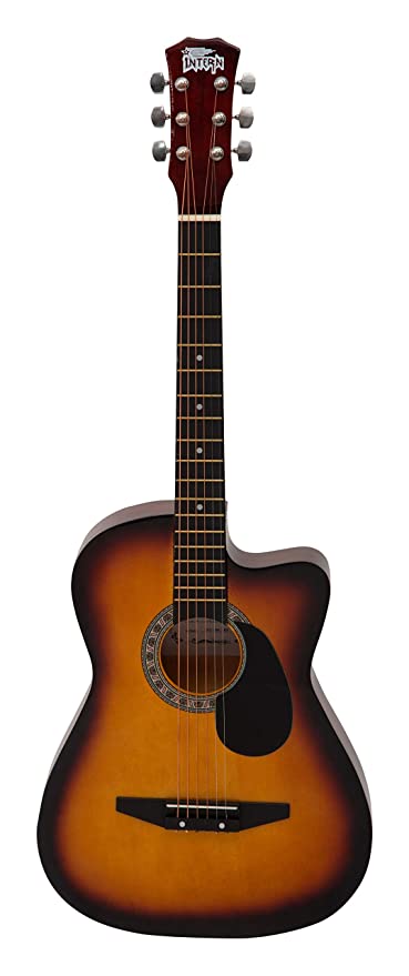 Intern INT-38C-SB-G Cutaway Right Handed Acoustic Guitar Kit, With Bag, Strings, Pick And Strap (Sunburst, 6 Strings)